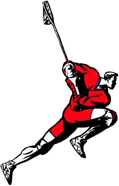 The black and white photo shows a person wearing red sports gear lying on their back with arms outstretched as if falling in an ice skating rink during competition.