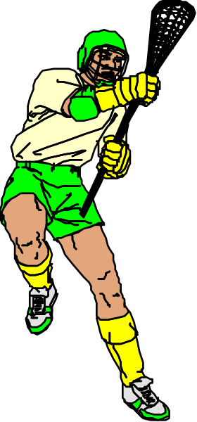 The image shows a black and white illustration of an athlete wearing green shorts running on what appears to be grass with their arms outstretched for balance.