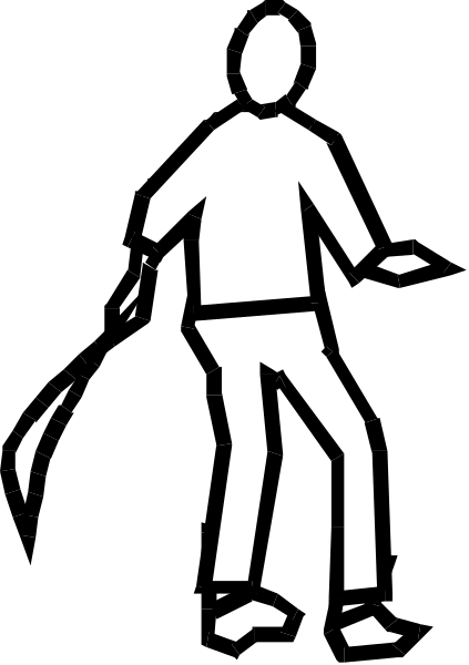 The black and white silhouette of a person riding on top of another figure's back as if it were an animal.