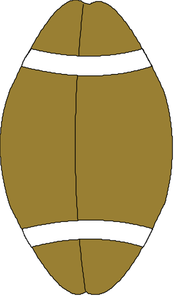 The image shows a football with an oval shape that has been cut out of it to create two separate pieces resembling halves of a shell.