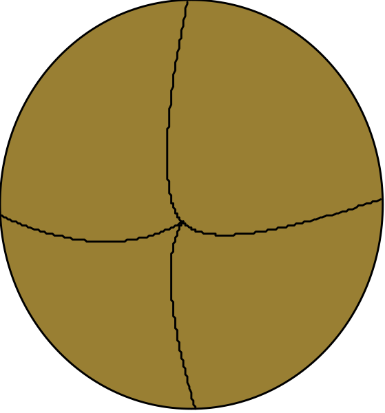 The image shows a sequence of three images with different views: 1) A top view showing an object that resembles a balloon; 2) An angled side view revealing it to be made up of two circles and one rectangle, giving the appearance of being inflated or filled in some way. This is likely meant to represent inflation or filling something with air/gas; 3) A bottom-up perspective showing that there are actually three separate objects stacked together: a circle on top (the balloon), another smaller object underneath it which appears as an inner tube, and