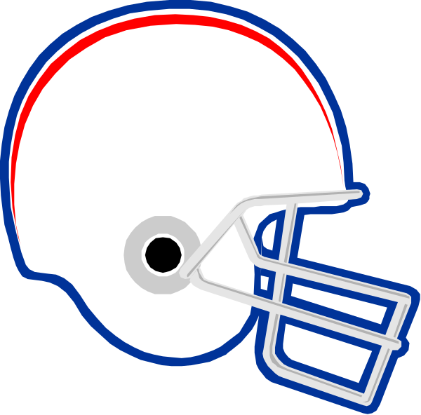 The image shows a football helmet with an American flag design on it against a black background.