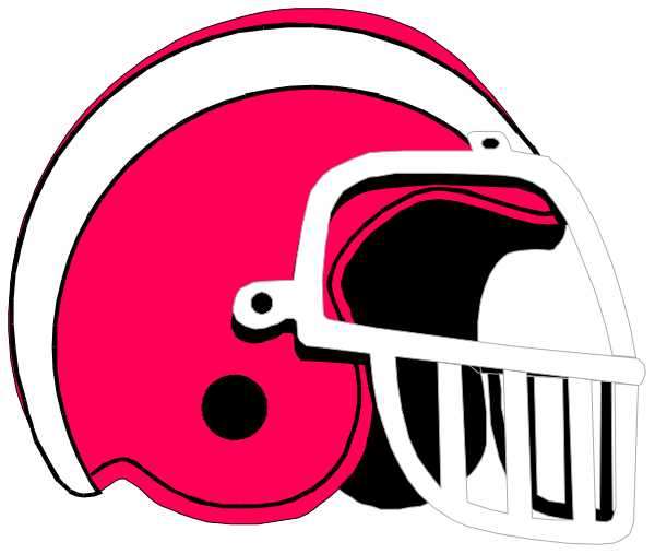 The image shows a helmet with an "X" through it next to another football helmet without any markings on them against a white background.