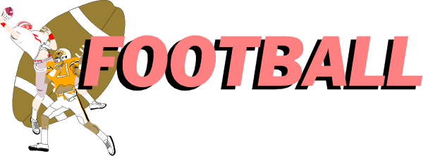 The image shows a cartoon depiction of two football players with text that reads "FOOTBALL" above them in bold letters against an orange background.