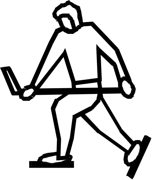 The black and white silhouette of a person playing an instrument with their hands while walking away from it.