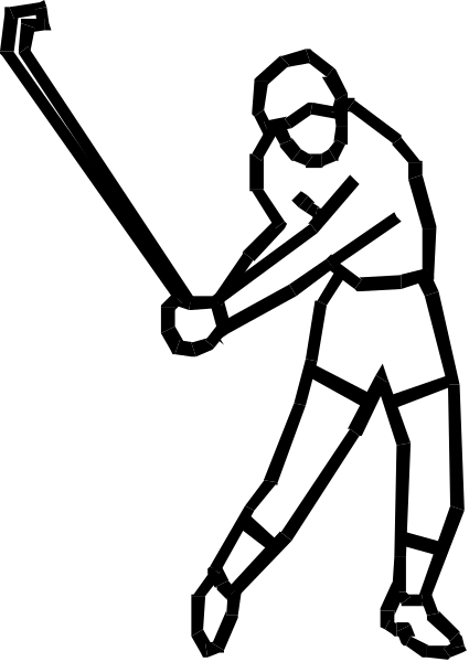 The black and white silhouette of a baseball player swinging at home plate with bat raised over head.
