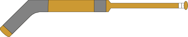 The image shows a yellow pipe with two white ends connected by gray tubing on top of what appears to be an orange surface in front of it.