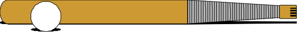 The image shows a ruler with two white circles on it placed next to each other against a gray background.