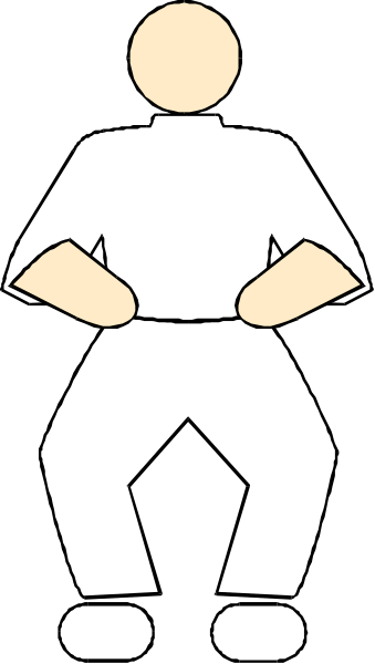 The image shows a black silhouette of an adult male figure standing with his arms outstretched against a white background inside what appears to be a doorway frame on either side.