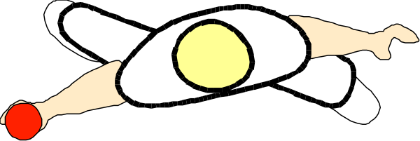 The image shows a cartoon of two figures lying on their backs with hands clasped together above them; there is no text present in this clip-art illustration.