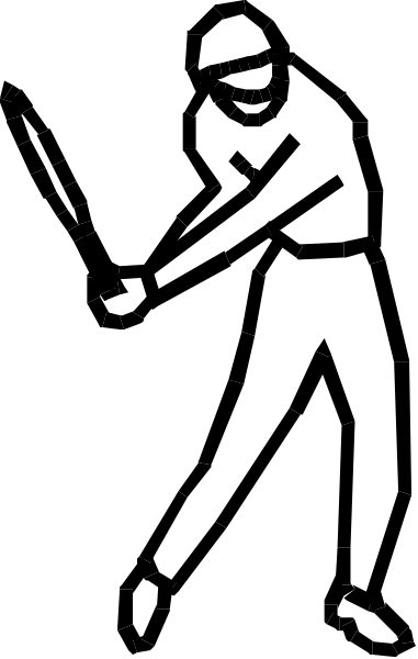 The black and white silhouette of a baseball player swinging at home plate with his bat raised high above him.