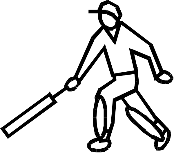 The black and white silhouette of a person walking with crutches on their left side while holding what appears to be an object in both hands.