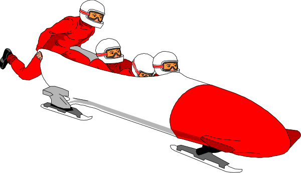 The illustration shows a group of four individuals on speed skates with helmets racing downhill against each other; there is no text present in this image.