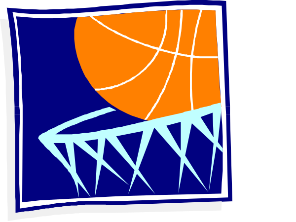 The picture shows a basketball hoop with an orange ball inside it against a blue background on top of what appears to be a window sill in front of which there is another image depicting two windows side by side, each containing different scenes: one showing a sunset and the other featuring a sports stadium.
