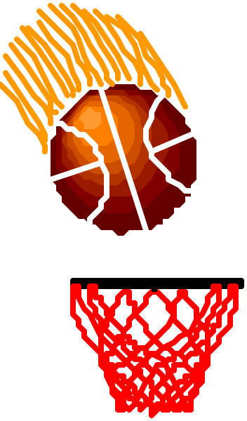 The image shows a basketball with flames around it on top of an ice cream cone that has been altered to look like fire.