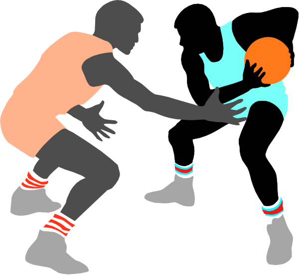 The illustration shows three basketball players on a court; two of them appear to be engaged with each other while another player is holding onto an object that looks like it could possibly contain water due to its shape but without more context, I cannot definitively identify what exactly it contains or if the image has been altered.