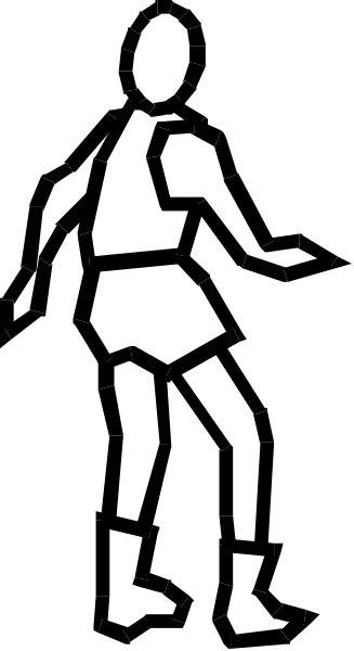 The black and white silhouette of a person dancing on their toes with arms outstretched against a dark background.