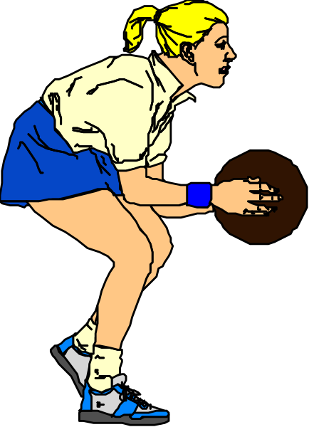 The image shows a cartoon of an athlete crouched down with their right hand on top of what appears to be a basketball while wearing shorts and holding onto something that could possibly be a ball in front, all set against a dark background.