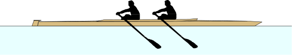 The image shows a gray sky with clouds above an ocean scene where two birds can be seen flying over water near what appears to be land in the distance under a darker blue area of sky that suggests it might rain soon, and there is no visible text on this small clip-art image.