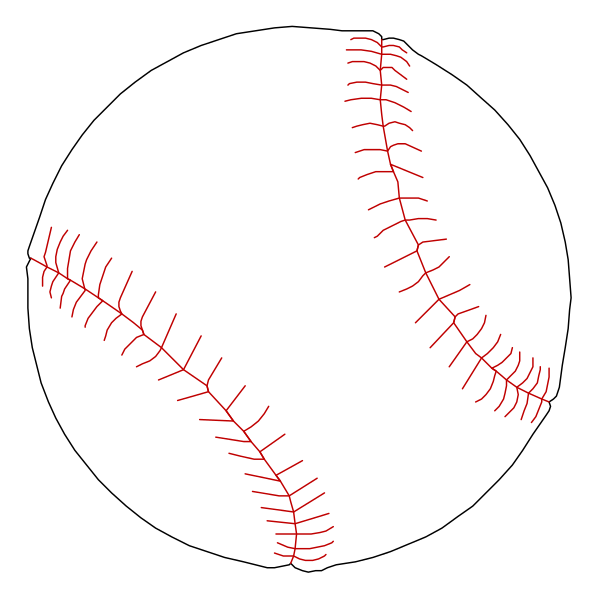 The image shows a baseball with stitches on it against a black background inside of which is an illustration of a white circle representing a target.