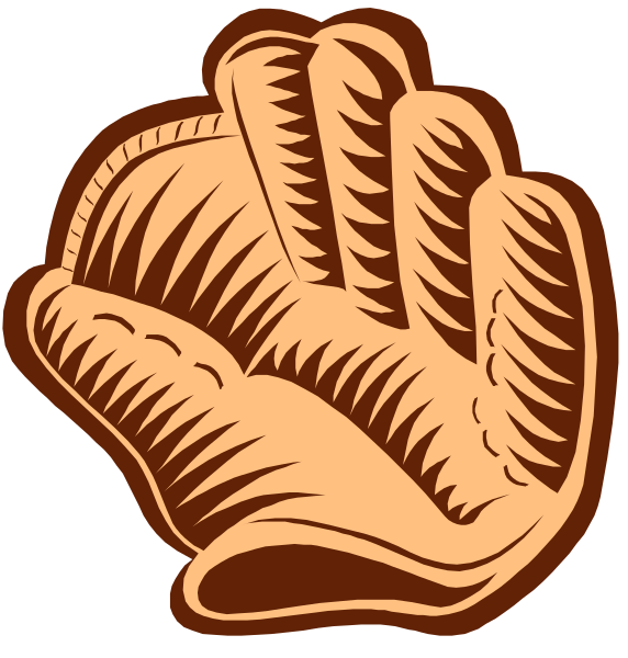 The image shows a pair of baseball gloves with different designs on them: one is brown leather with stitching details resembling an open book; the other has a more realistic depiction in shades of orange and yellow, suggesting it's made from actual meat or food item rather than being designed to look like that.