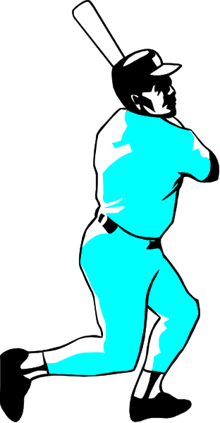 The image shows a black and white silhouette of an athlete holding a baseball bat on what appears to be a field with grass in front of them.