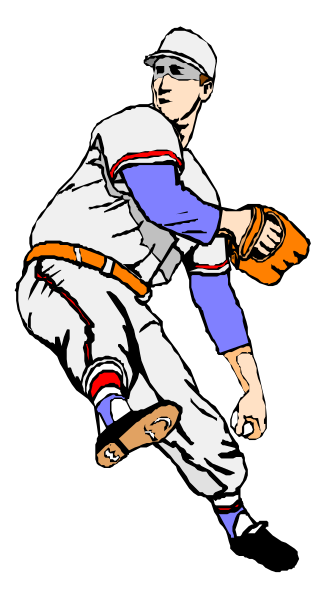 The image shows a baseball player wearing a white uniform with red lettering on his chest, holding a bat over his shoulder while standing in front of home plate during what appears to be an at-bat stance.