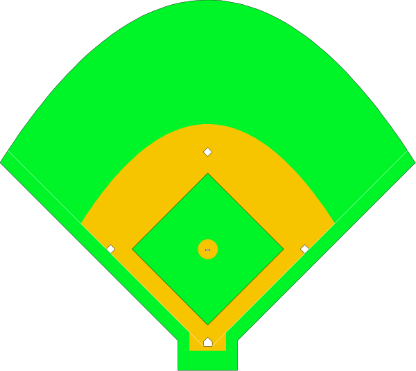 The image shows a baseball field with home plate highlighted by green dots on top of it, indicating where to place pieces in an actual game scenario.