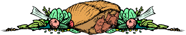 The image shows a cartoon depiction of three turkeys with their heads cut off on top of each other against an autumnal background featuring leaves in shades of orange and brown.