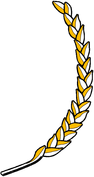 The image shows a black background with two overlapping images: on top left is an award ribbon design featuring laurel leaves in gold color; below it to right is another graphic of what appears to be a shield, also rendered in white and yellow tones against its own darker backdrop.