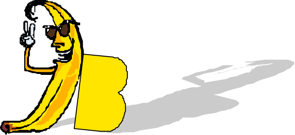 The image shows a cartoon of an animated banana character with sunglasses riding on top of another yellow banana that is also wearing glasses in front of what appears to be a black background.