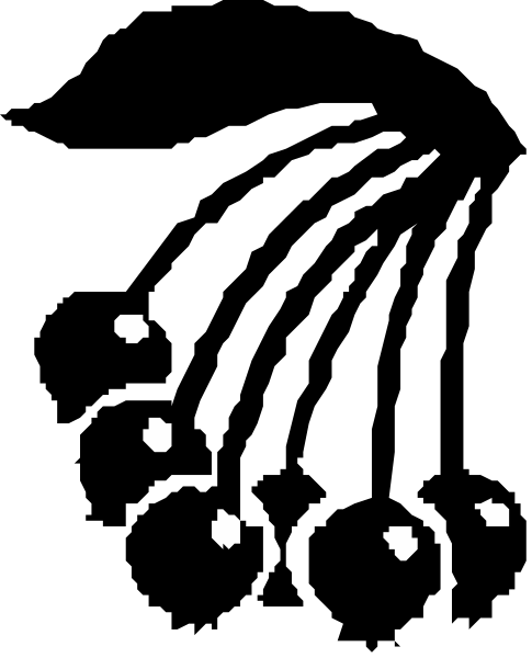 The image shows a black background with several white dots scattered across it; there is no text present within this small clip-art picture.