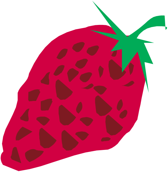 The image shows a strawberry with green leaves on top of it against a black background.