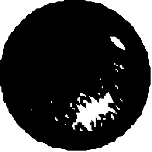 The image shows a black silhouette of an object that resembles a human head with eyes closed against a dark background.
