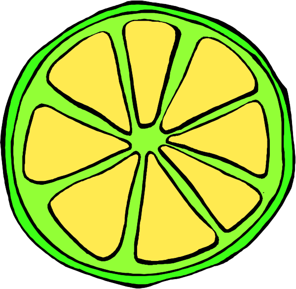 The image shows two slices of a lemon with green rinds on top against a white background.