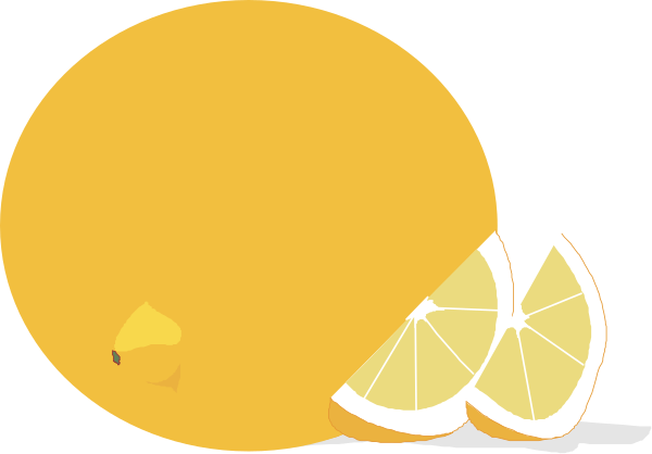 The image shows a cartoon depiction of two slices of lemon with wedges on top floating above an orange slice that has been cut in half to reveal its interior segments; there is no text present within this small clip-art illustration, and it does not provide any additional context or setting.