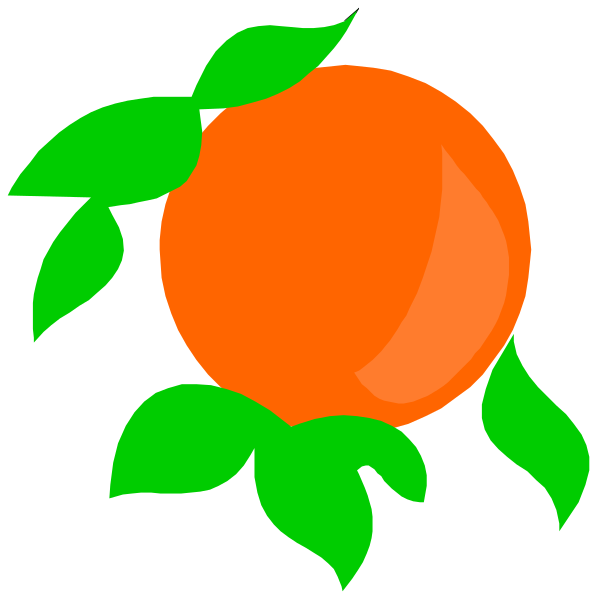 The images show a stylized orange with green leaves on it against two different backgrounds: black for the top image and white for the bottom one.