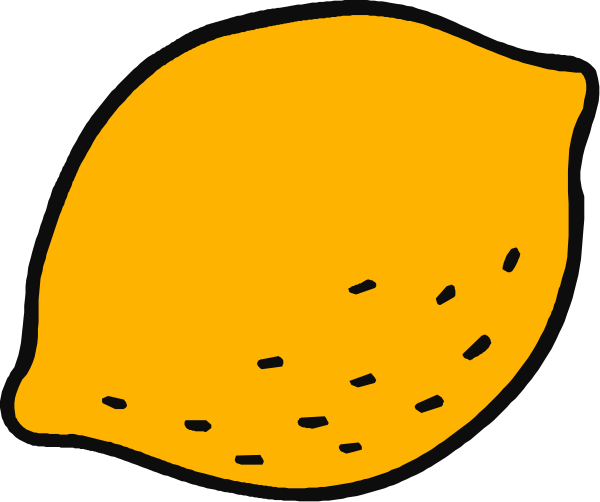 The image shows a cartoon lemon with two dots representing eyes on it against a black background.