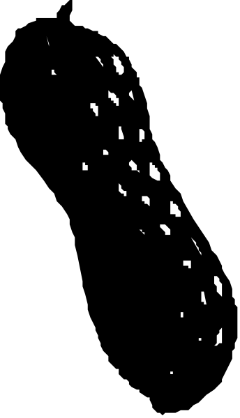 The image shows a black background with white dots of varying sizes scattered across it from left to right.