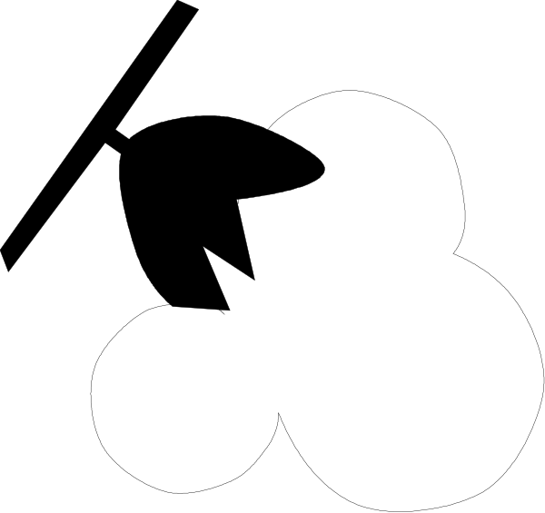 The image shows a black silhouette of an ice cream cone with two scoops on top against a white background.