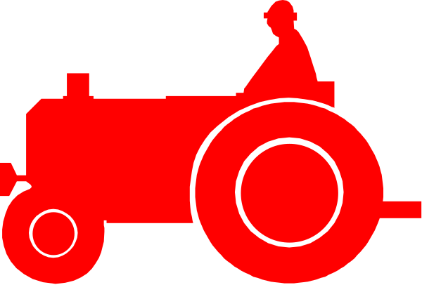 The image shows a red tractor with wheels on it against an unspecified background.
