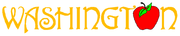 The logo for Washington state with an apple on it.