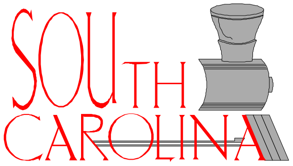 The image shows a logo with text that reads "SOUTH CAROLINA" at top and below it is an illustration of what appears to be a train engine on tracks labeled 'south carolina'.