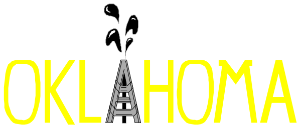 The image shows a logo with text that reads "OKLAHOMA" at the top of an antenna-like structure against a dark background.