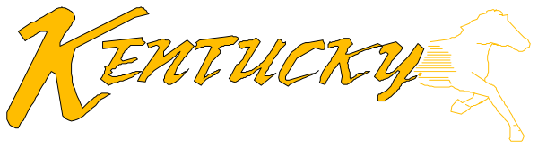 The logo of Kentucky with a horse silhouette on it.