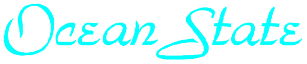 The text "Ocean State" on a blue background with an intricate design beneath it is visible.