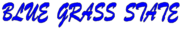 The text "bluegrass state" on a gray background with blue writing is visible at bottom of clip-art image.