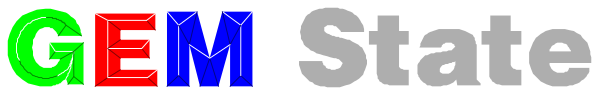 The image shows a logo with text that reads "GEM STATE" on it.