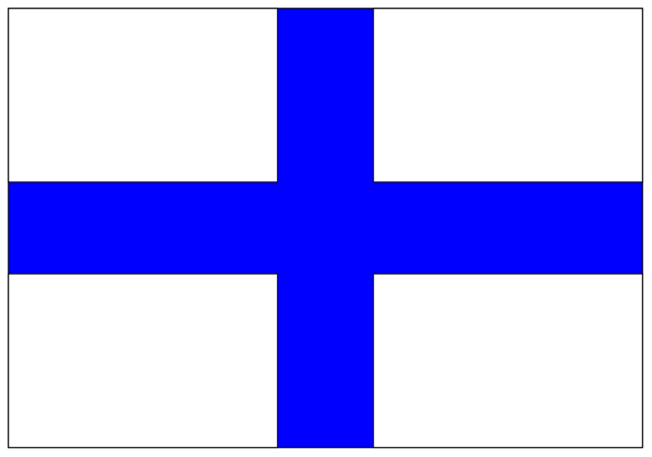 The image shows a pixelated flag with blue crosses on it against a white background.
