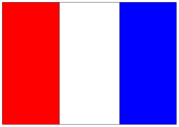 The image shows a stylized representation of an American flag with red stripes on top and bottom edges, white stars in one corner, blue field between them filled with small squares alternating between shades of gray and black to represent states, and two rectangles at either end resembling the shape of Alaska.